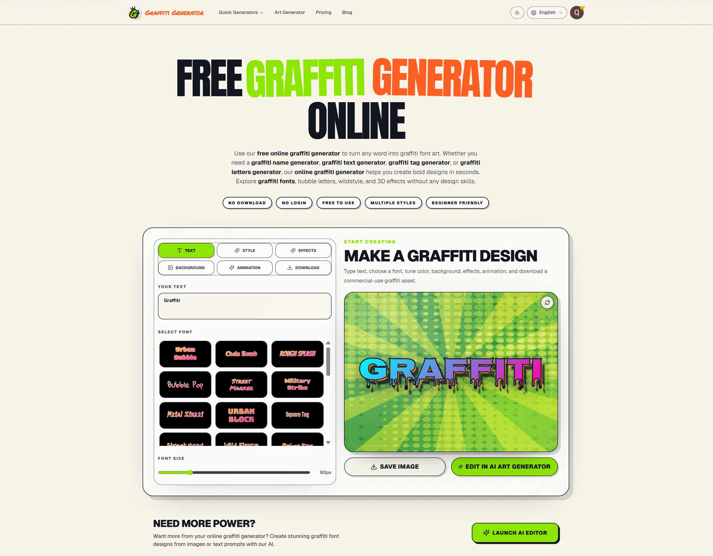 graffiti generator screenshot