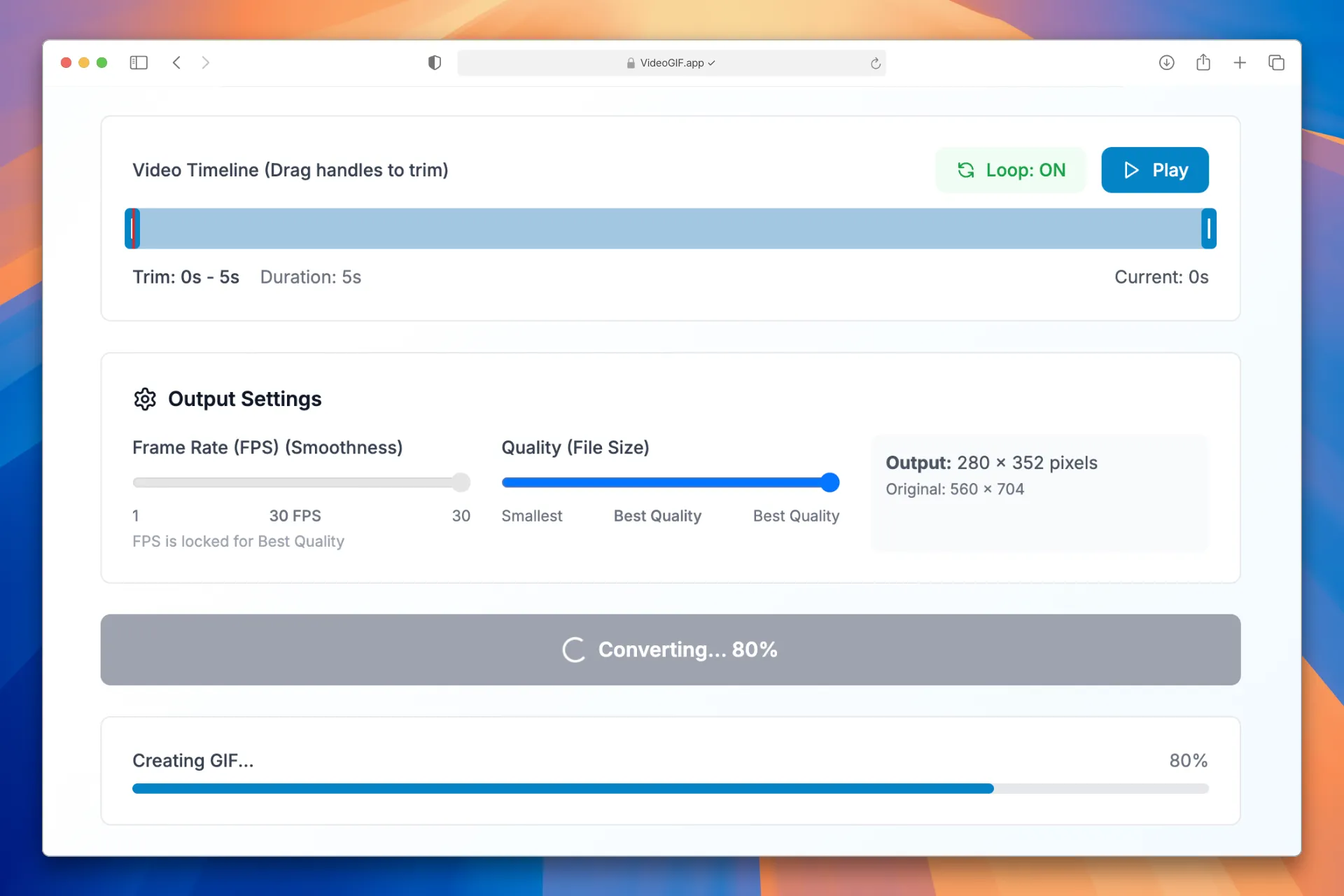VideoGIF.app - Video to GIF Converter screenshot