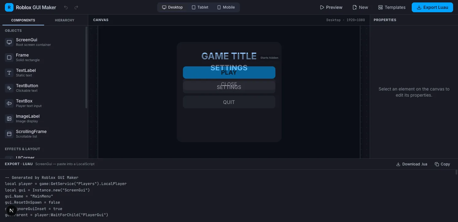 Roblox Gui Maker screenshot