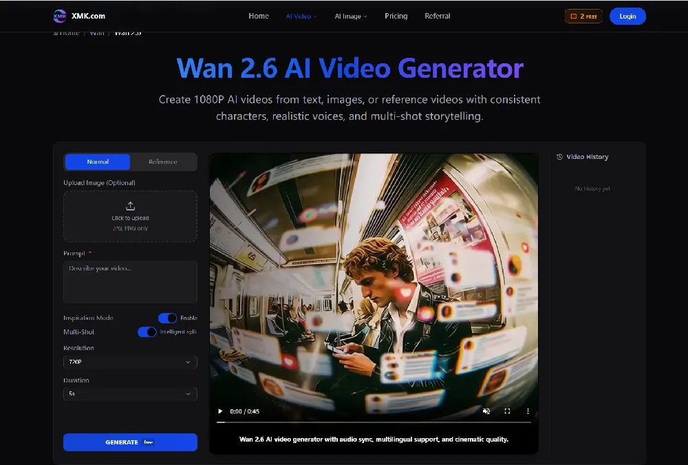Wan 2.6 AI Video Generator screenshot