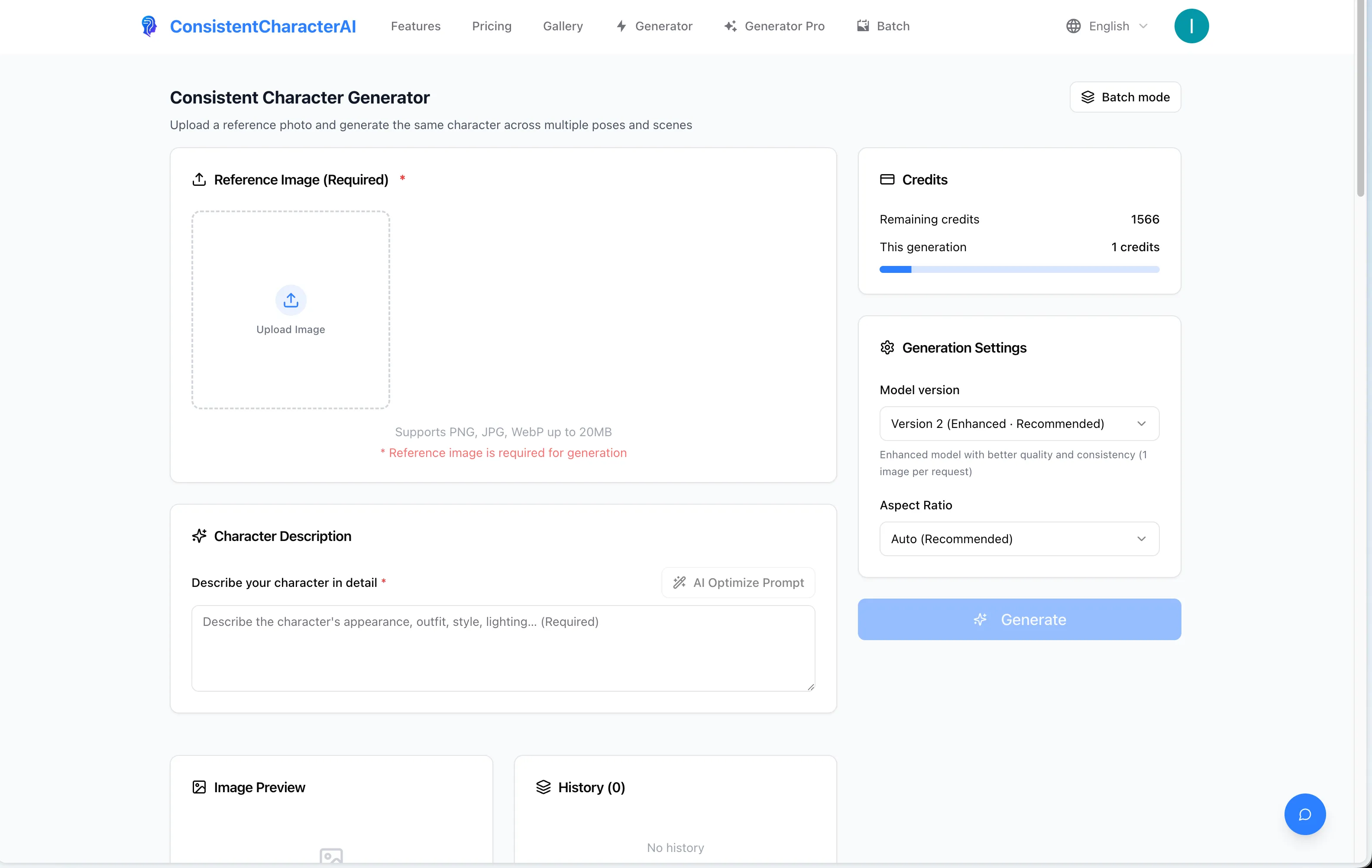 Consistent Character AI Generator screenshot